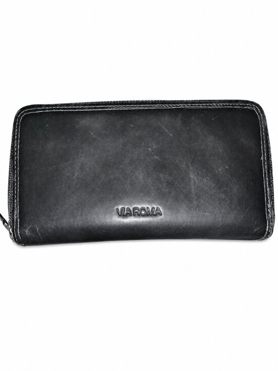 Via Roma Handbags - Black Via Roma Genuine Leather Wallet Zip Pockets Card Holder Lined